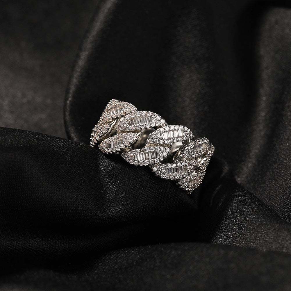 12mm Ice Out Moissanite Cuban Ring