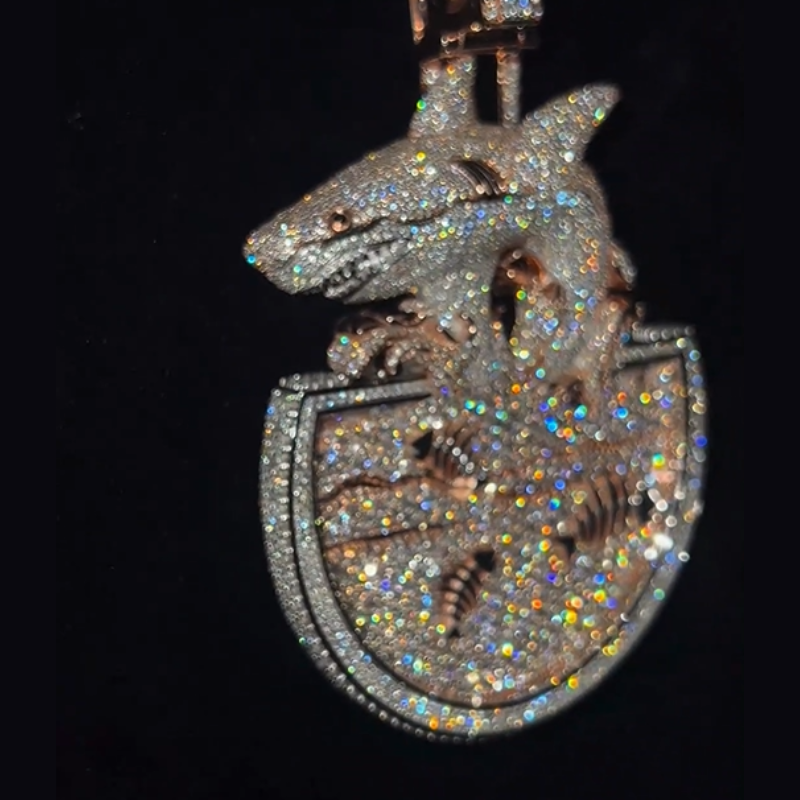 Moissanite Shark Semicircular Pendant