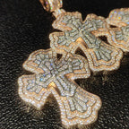 Moissanite Exquisite Floral Pattern Design Cross Pendant