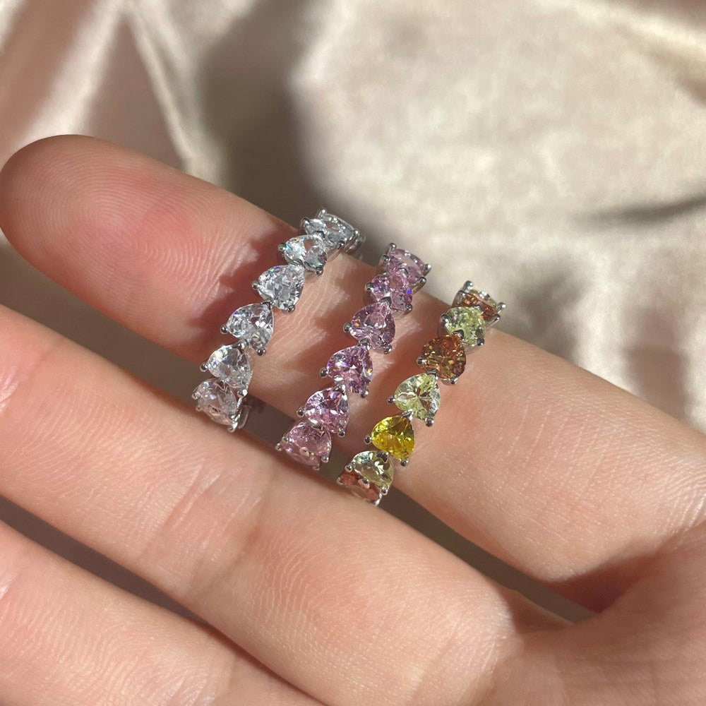 S925 Heart Color Matching Ring