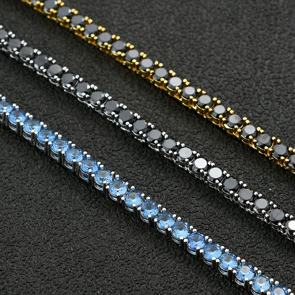 4mm Black Tennis Chain - 925 Silver Plated