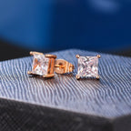 4-Prong Square Princess Cut Moissanite Earrings