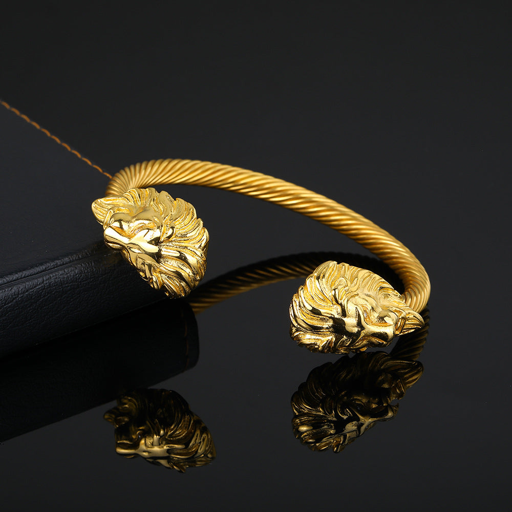 Lion Head Men's Bracelet In14k Gold