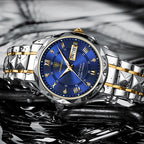 JIKU Waterproof Luminous Stainless Steel Two-tone Quartz Men's Watch