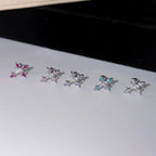 Sterling Silver Floral Cross Bullet Back Earring【A pair of earrings】