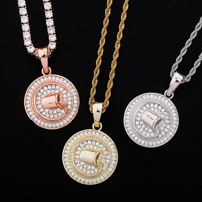 Ice Circle Cut Zodiac Circle Moissanite Pendant