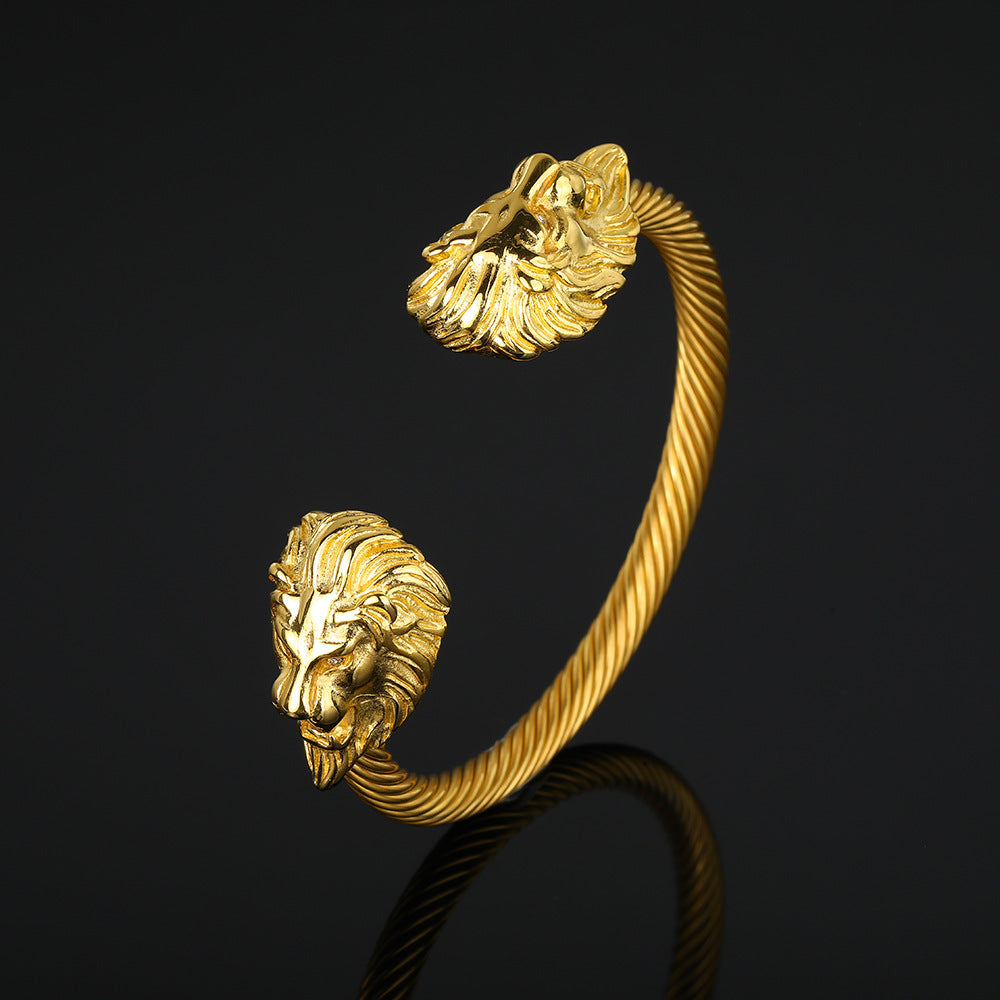 Lion Head Men's Bracelet In14k Gold