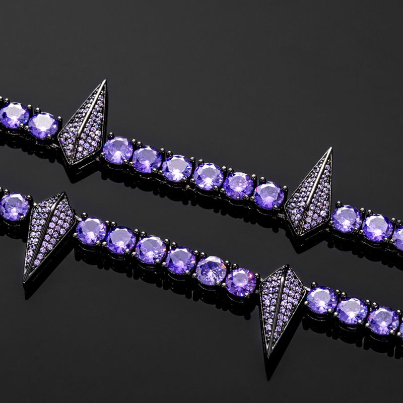 5mm Moissanite Purple Fight Tooth and Claw Tennis Chain