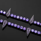 5mm Moissanite Purple Fight Tooth and Claw Tennis Chain