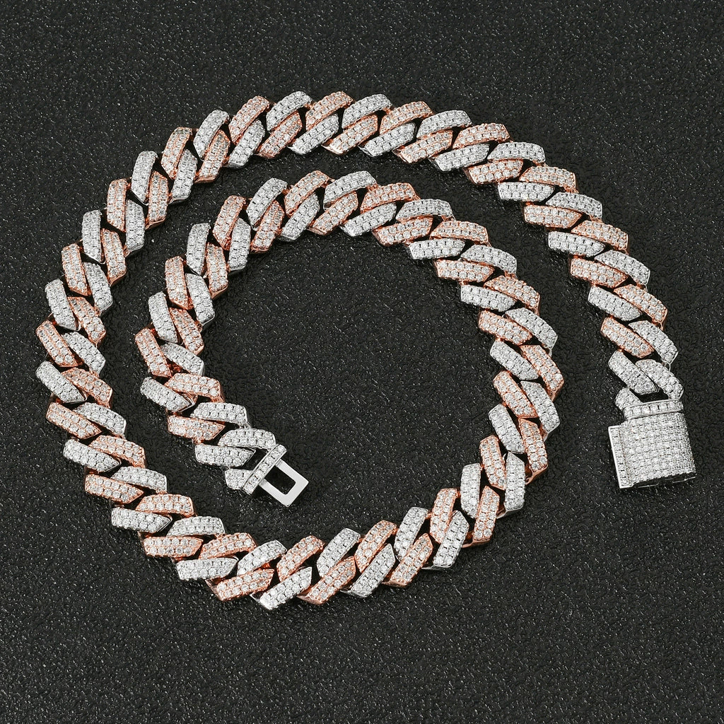 Moissanite Layered Three-dimensional Cross Pendant Chain Set