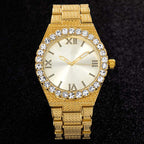 Iced Roman Numerals Dress Watch - 43mm Gold Dial