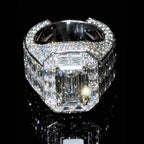 Moissanite Luxury Elegant Square Diamond Baguette Ring