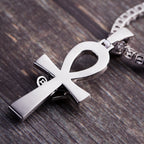 Iced Out The Eye Of Horus Ankh Mens Cross Moissanite Pendant in White Gold