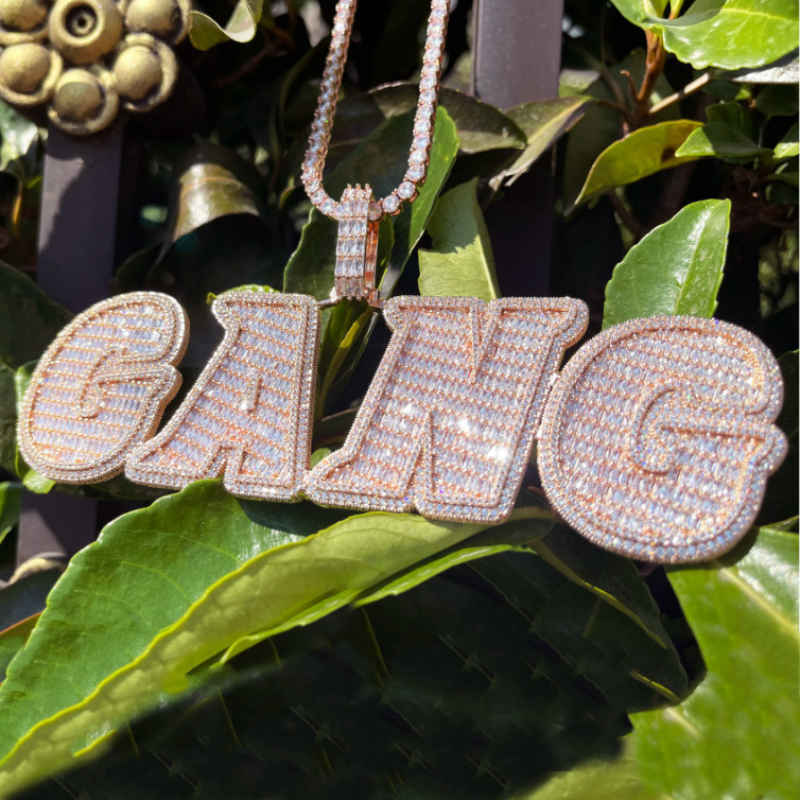 Moissanite Custom Baguette Lettering Pendant