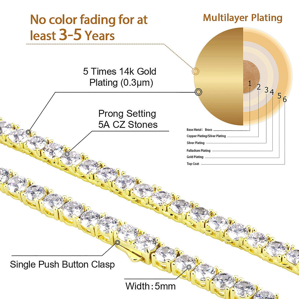 5mm + 3mm Tennis Chain Set - 5A CZ