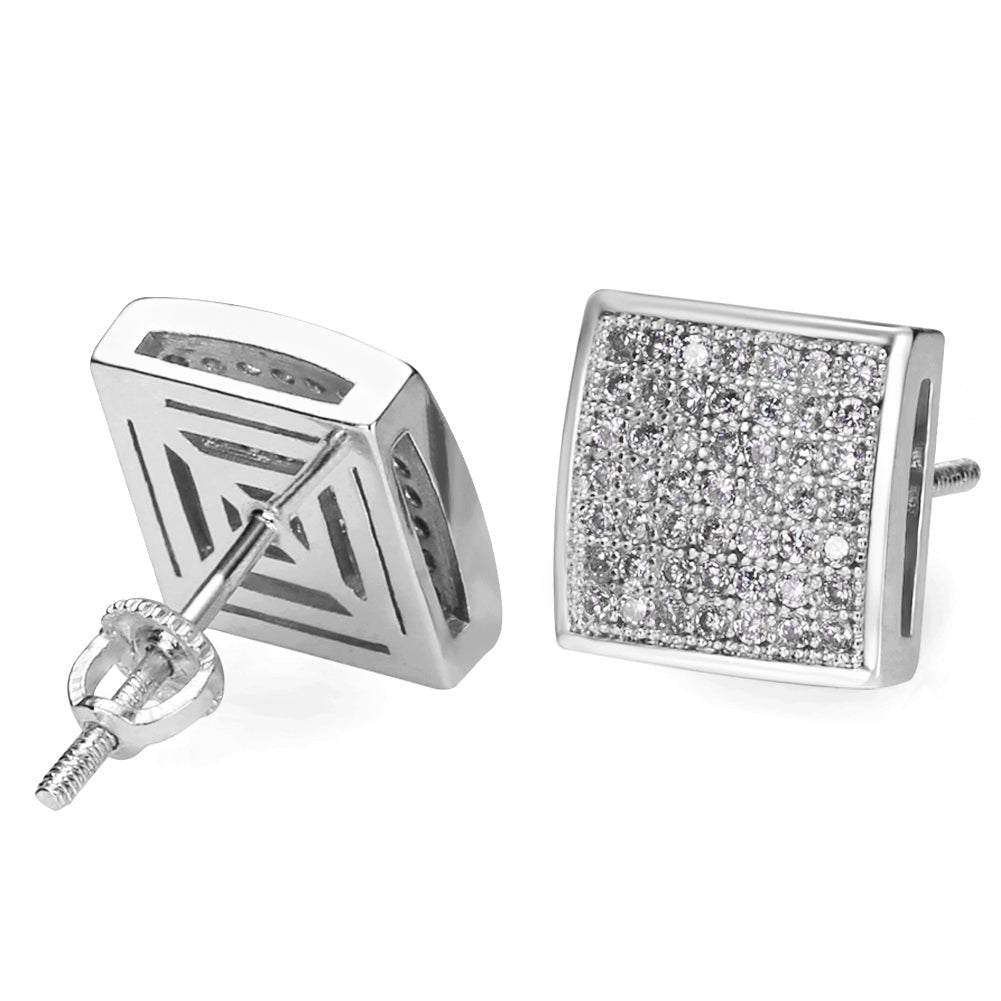 S925 Moissanite Square Diamond Stud Earrings for Men