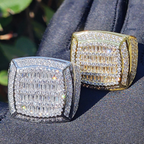 Moissanite Hip Hop Square Baguette Ring
