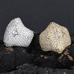 Moissanite Hip Hop Cross Shield Ring