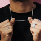 3mm Mens Rope Chain in White Gold