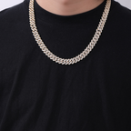 12mm Moissanite Diamond Prong Cuban Chain 18k Gold
