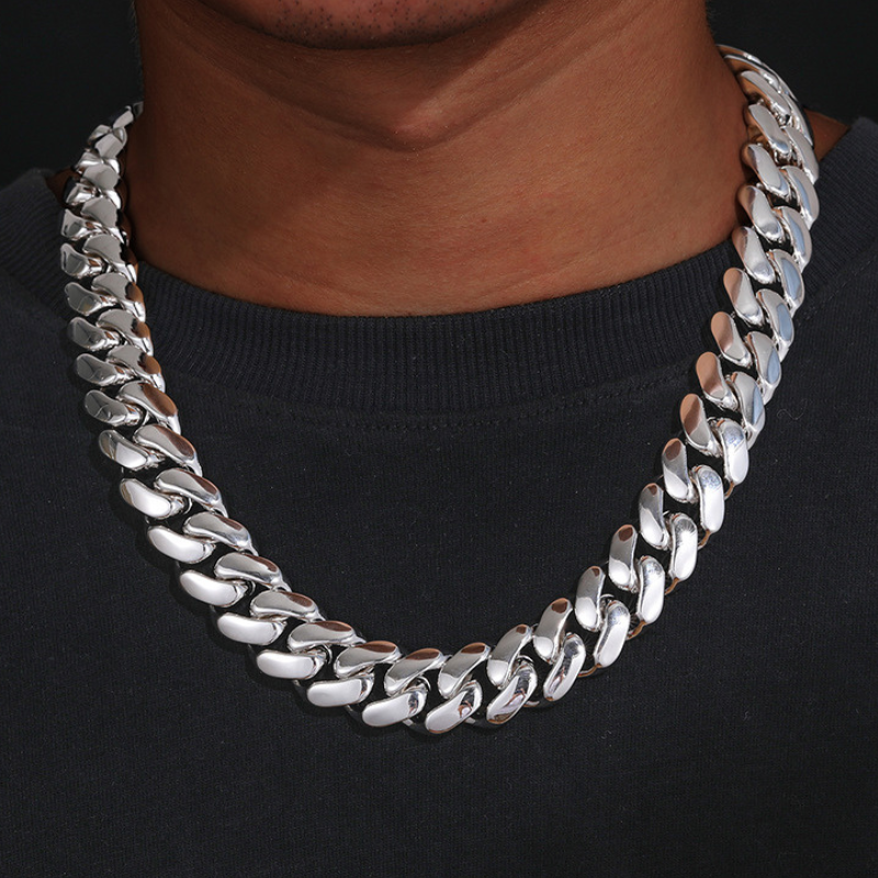 10~22mm Buttonhead Real Gold Plated Large Cuban Chain