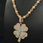 S925 Silver Moissanite Two-tone Four-leaf Clover endant
