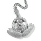Moissanite Hands Holding the Earth Pendant