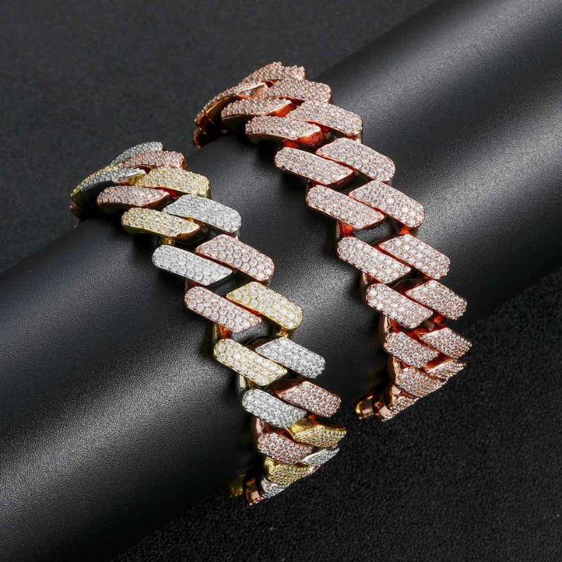 20mm Moissanite Hip Hop Tricolor Miami Diamond Cuban Chain