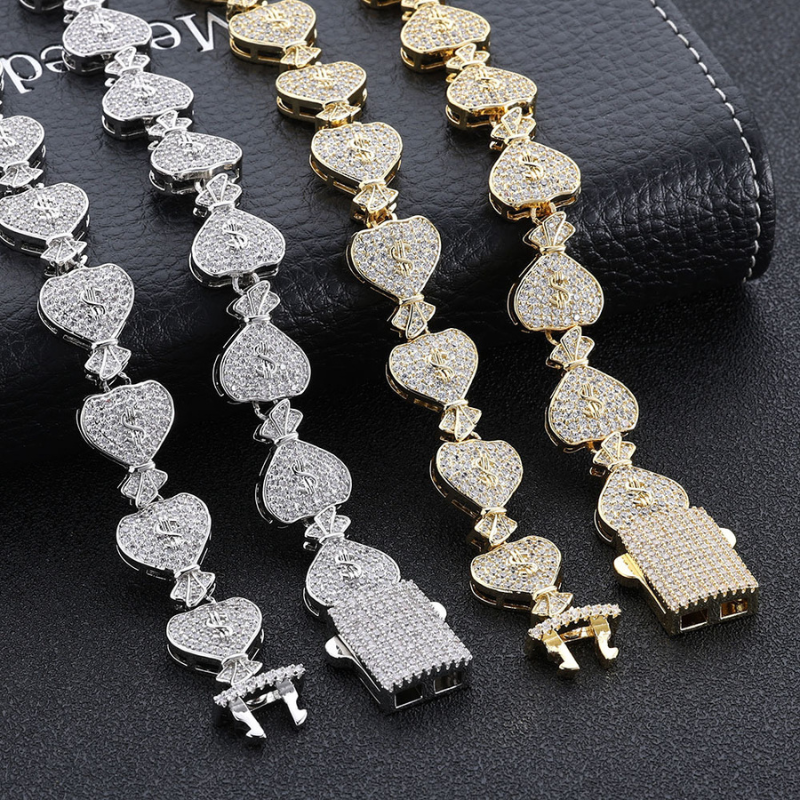 15mm Moissanite Dollar Wallet Cuban Chain