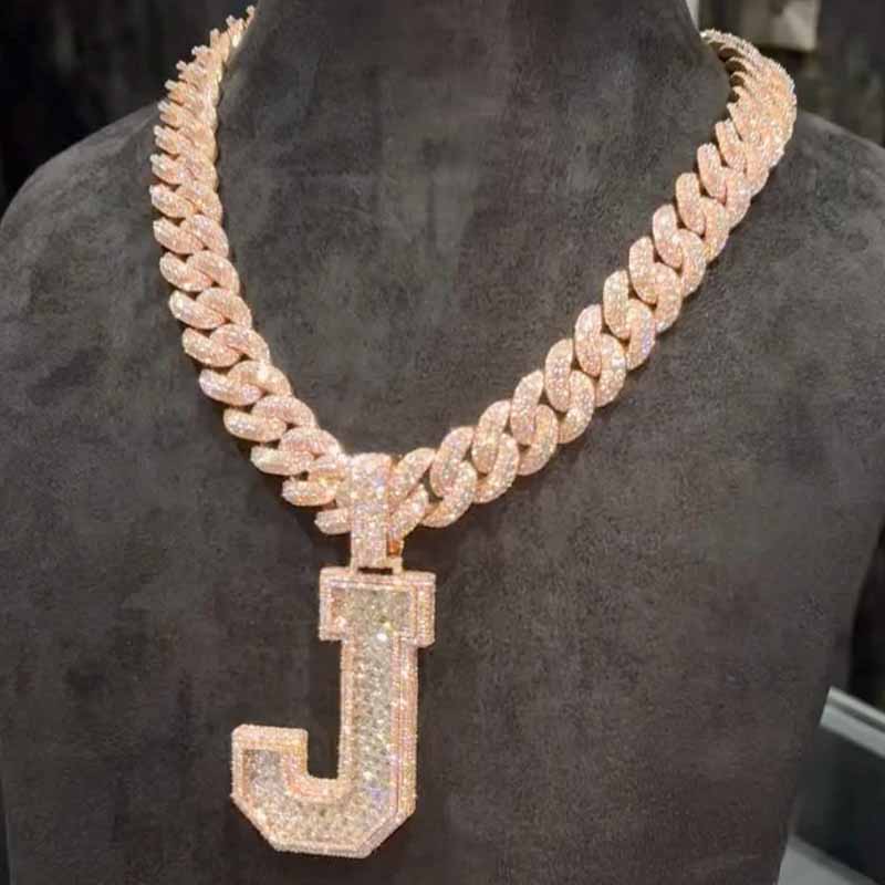 Street Style | Letter "J" Pendant Cuban Chain Set