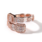 Moissanite Hip Hop Baguette Open Geometric Ring