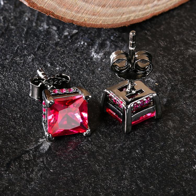 S925 Moissanite Ruby Diamond Stud Mens Earrings