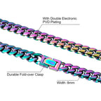 8mm Rainbow Miami Cuban Link Chain For Men's