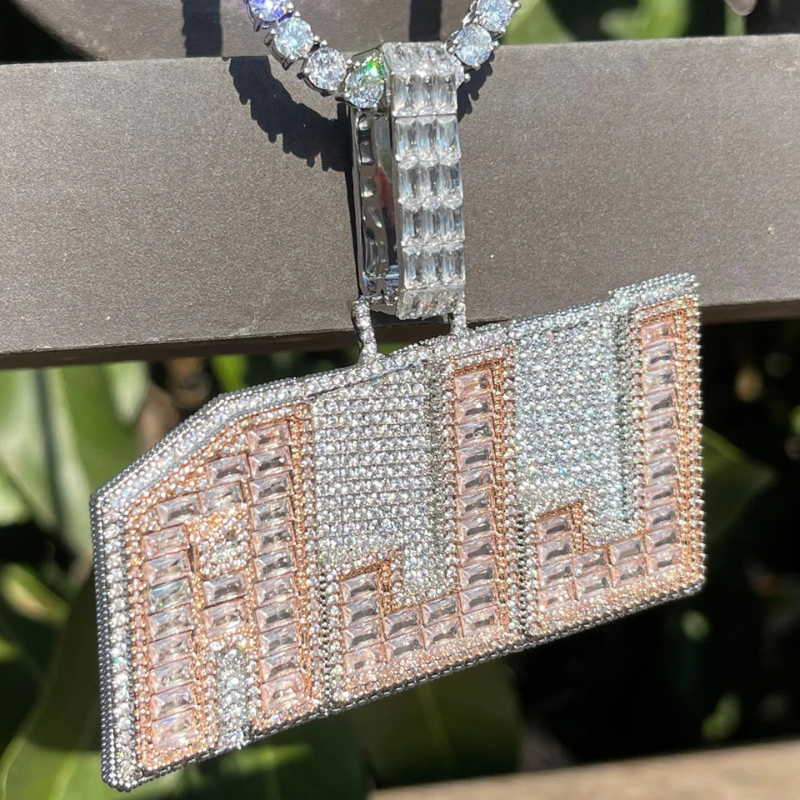 Moissanite Bright Big Letter Custom Pendant