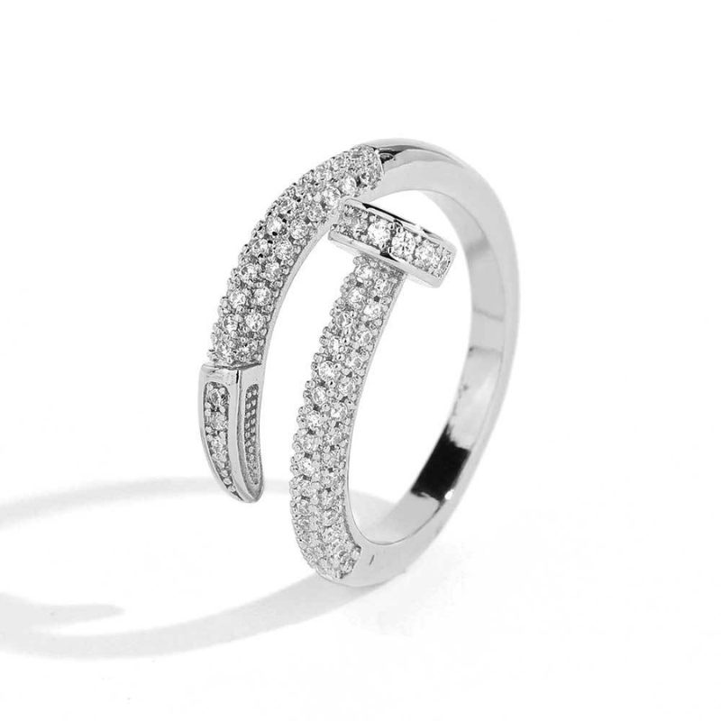 Moissanite Pin Geometric Design Ring
