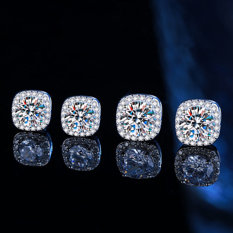 0.5CT/1CT/2CT Moissanite Square Rock Sugar Earrings