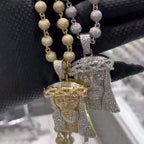 Moissanite Classic Jesus Pendant Diamond Ball Chain Set