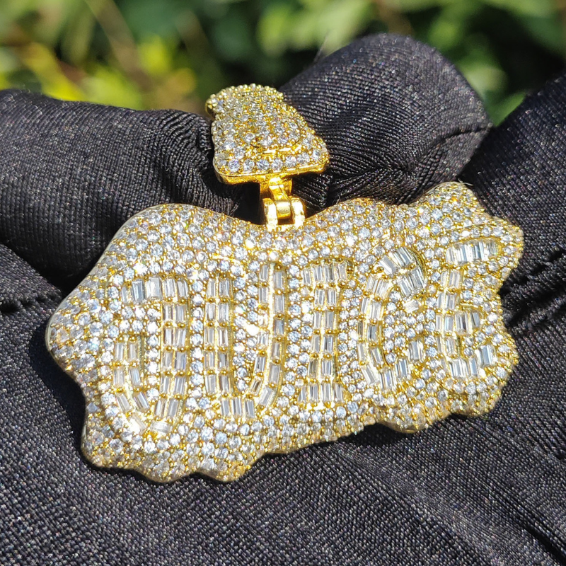 Moissanite Sparkle Hip Hop "JUICE" Letter Pendant