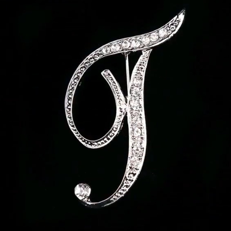 Moissanite Initial Letter Jewelry Brooches
