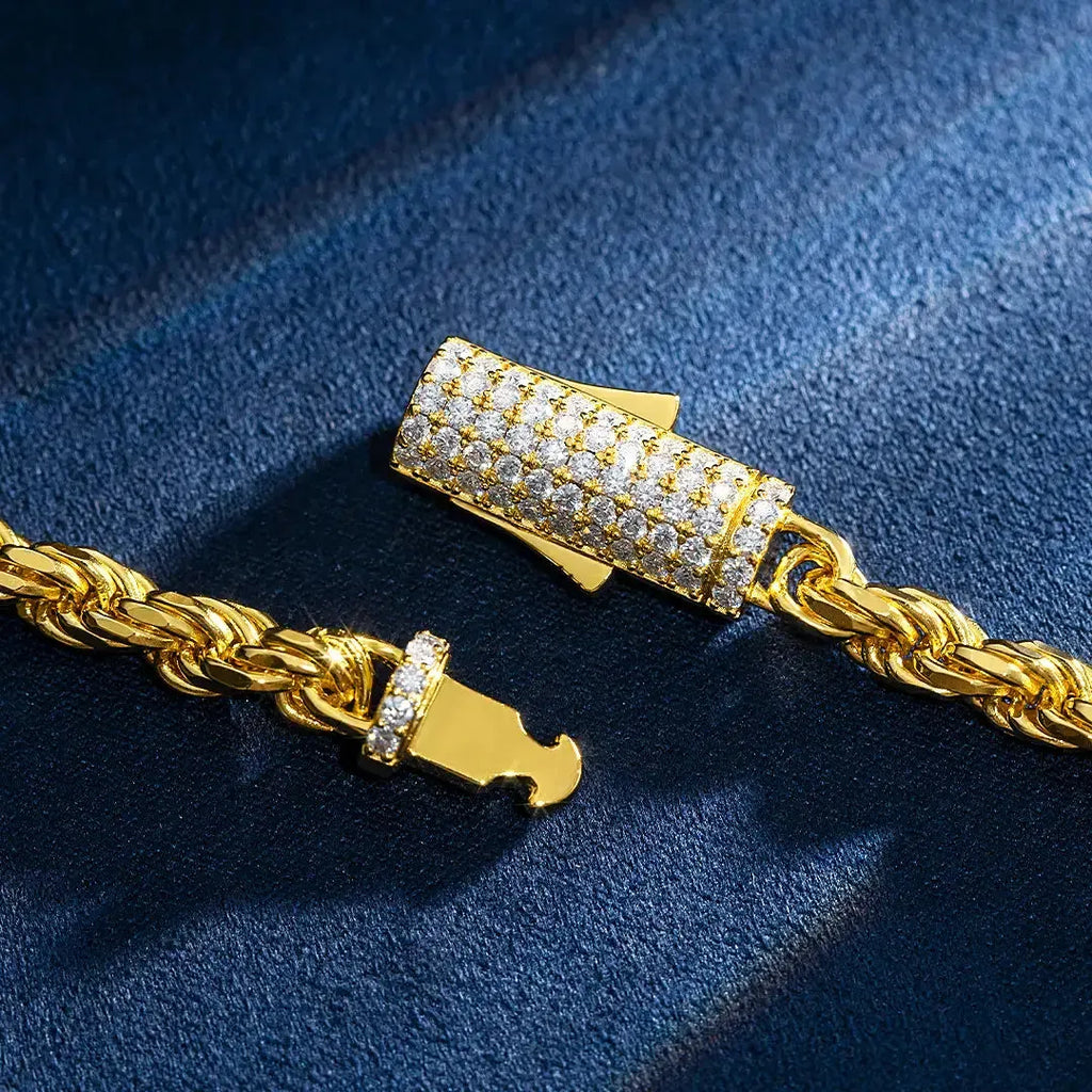 5mm Moissanite Rope Chain with  Clasp
