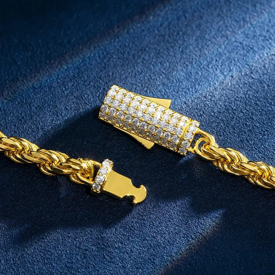 5mm Moissanite Rope Chain with  Clasp