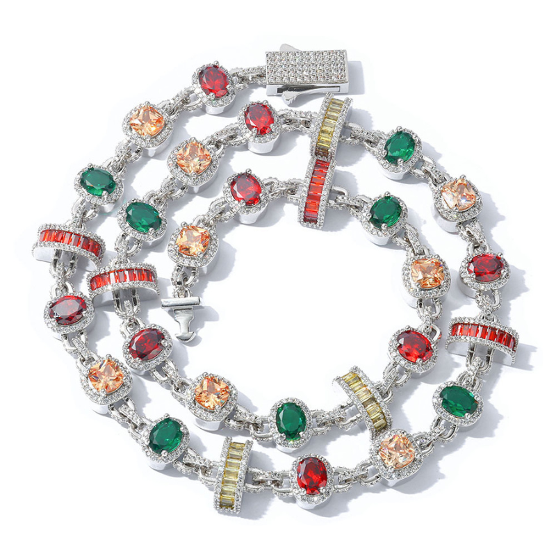 Moissanite Hip Hop Colored Gemstone Chain