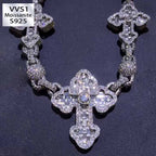 Moissanite Ball Cross Pendant Chain Set