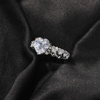 Moissaniye Heart Cut Love Ring in White Gold Set