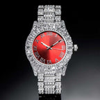 Iced Roman Numerals Watch and 12mm Moissanite Cuban Bracelet Set in White Gold