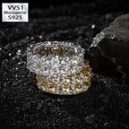 8mm Moissanite Iced Two Row Eternity Band Ring