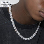 10mm Moissanite Clustered Tennis Chain in White Gold