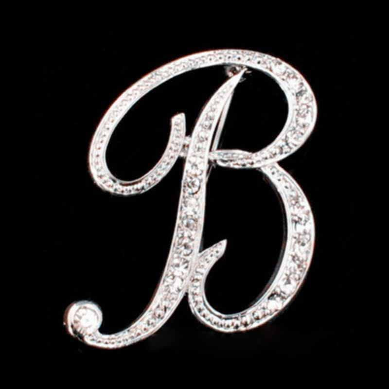 Moissanite Initial Letter Jewelry Brooches