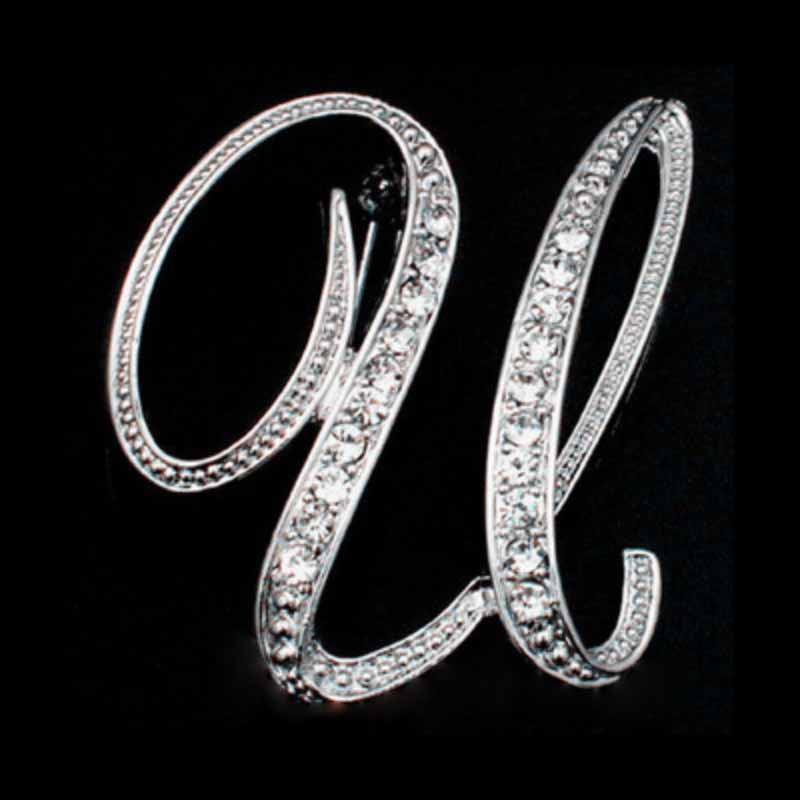 Moissanite Initial Letter Jewelry Brooches