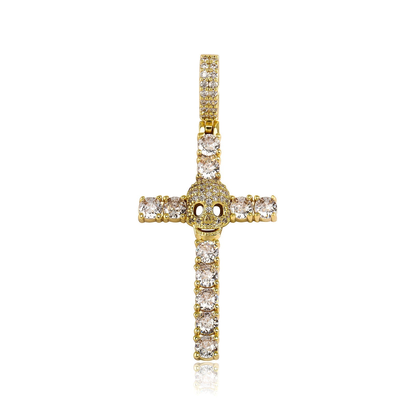Diamond Skull Cross Moissanite Pendant